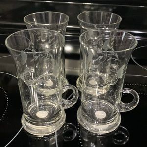 Vintage Etched Princess House Irish Coffee Mugs Made in Romania